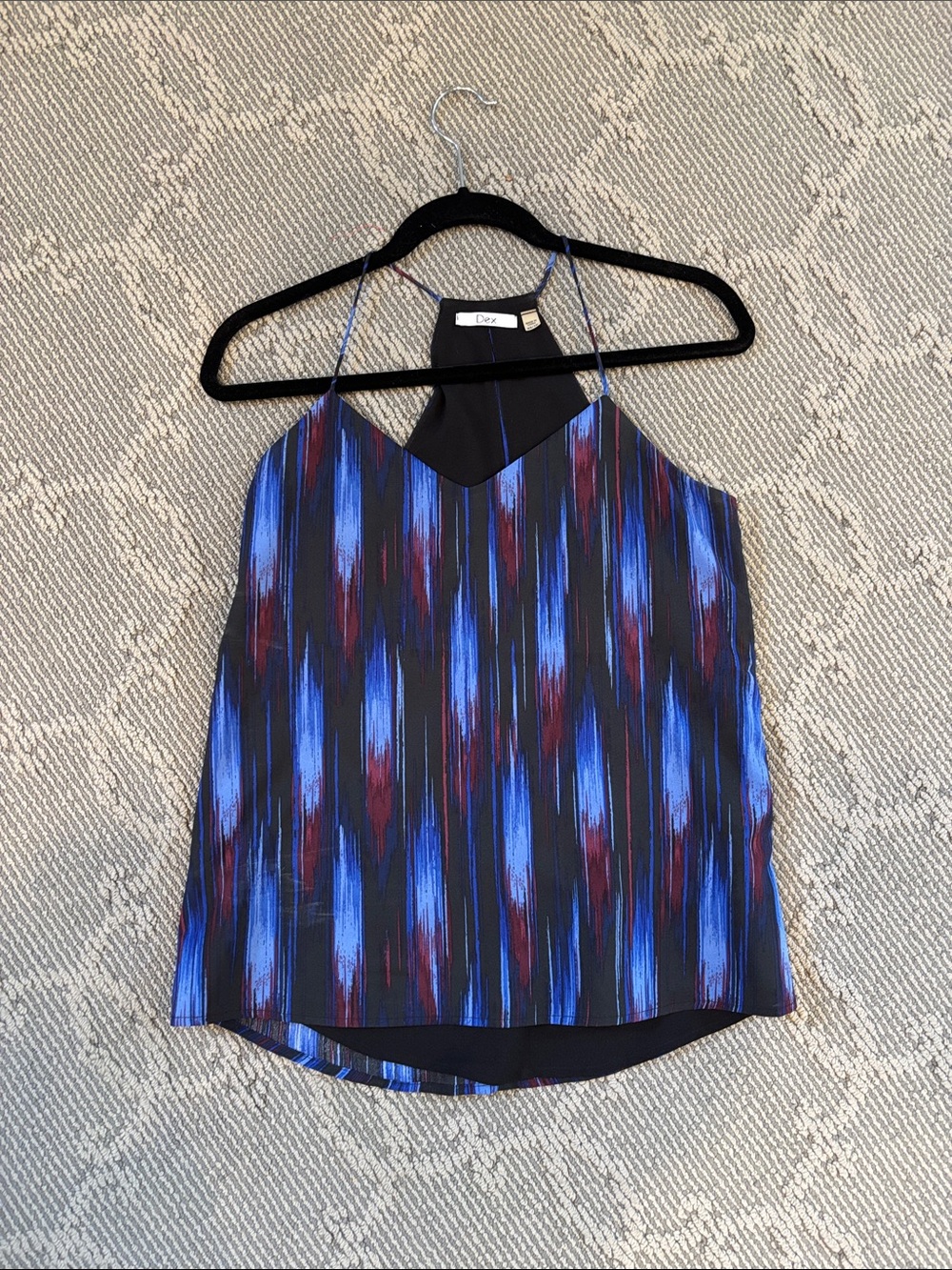 Dex Blue & Burgundy Striped Cami Tank